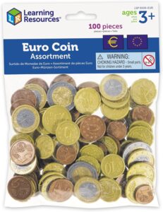 Monedas de euro de learning resources muy reales